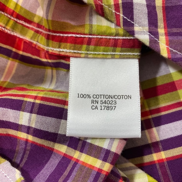 Banana Republic Men's Button Down Plaid Purple Red - Picture 4 of 7